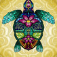 farbenfrohe digitale illustration einer schildkröte mit mustern und floralen elementen von Seraphine Arts